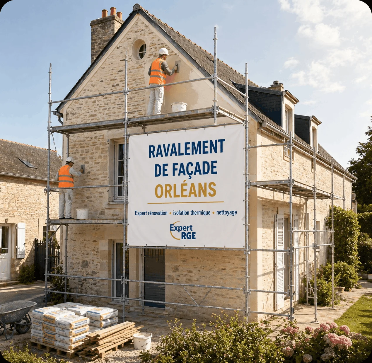 Ravalement de façade à Fleury-les-Aubrais (45) — Artisan RGE